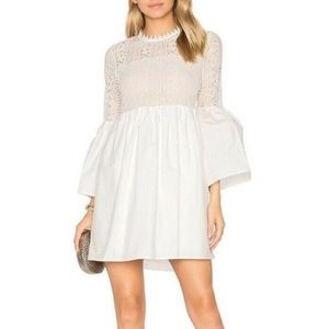 Endless Rose Women's MEDIUM White Lace Poplin Mini Dress